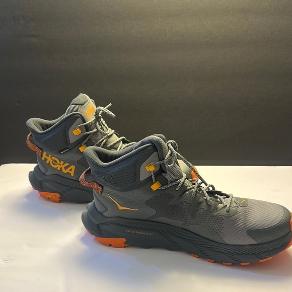 Hoka Gray and Orange Athletic Shoes High Tops - Picture 3 of 8